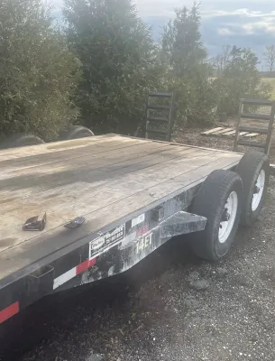 Flatbed trailer parked outdoors